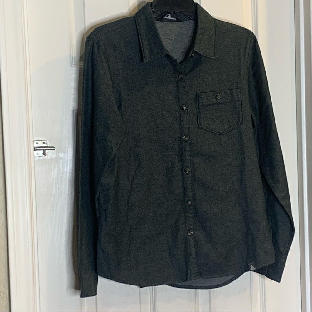 The North Face Women's Button-Down Long Sleeves Denim Shirt Green Gray Size M